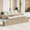 Conjunto de Sofá de Jardim 7 pcs Bege. branco 55 x 55 x 37 cm 1