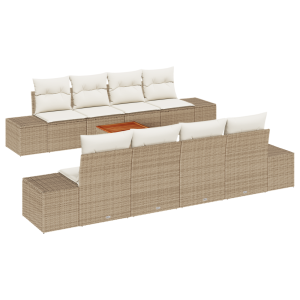 Conjunto de Sofá de Jardim 7 pcs Bege. branco 55 x 55 x 37 cm H