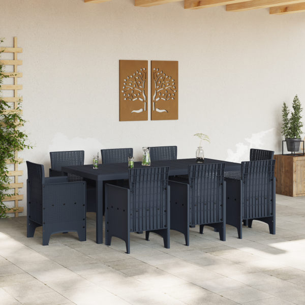 Conjunto de Comedor de Jardín de 9 Piezas Antracita Polipropileno M 3