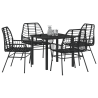 Conjunto de Jantar de Jardim com 5 Peças. Preto em Polipropileno. 3