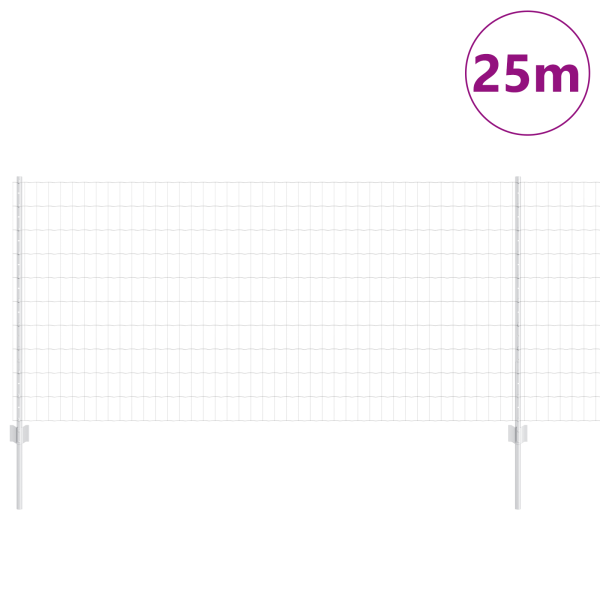 Cerca Euro com 22 Postes em Prata 1x25 m Aço M 3