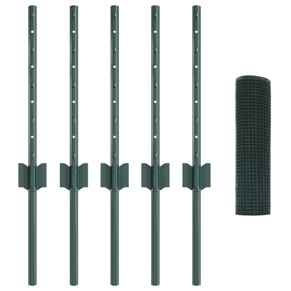 Valla de Alambre Soldado  con 5 postes en U Verde 0.4x10 m de Acero M 4