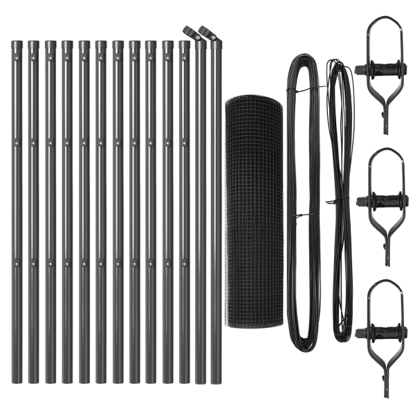 Conjunto de Postes para Cerca Conjunto de 2 Cinza Plástico. Metal M 4