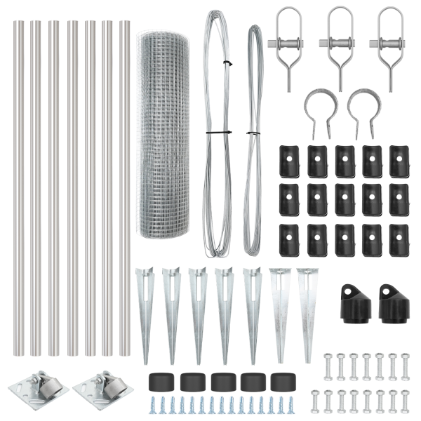 Conjunto de Postes para Cerca 10 x 1 m Conjunto de 2 Aço Galvanizado M 5