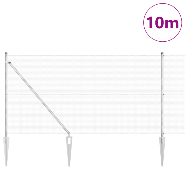 Cerco de Alambre Soldado  con 7 Postes en Punta 1.2x10 m Acero Galvanizado M 3