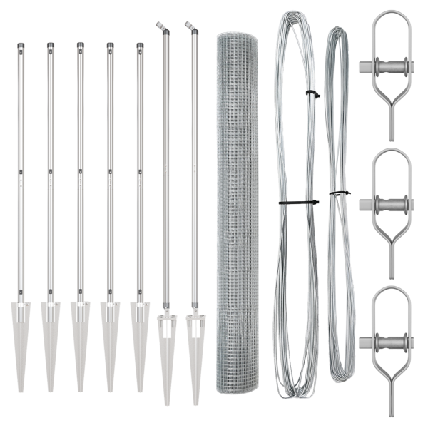 Cerca de Malha Soldada com 7 Postes de Ponta 1.2x10 m Aço Galvanizado M 4