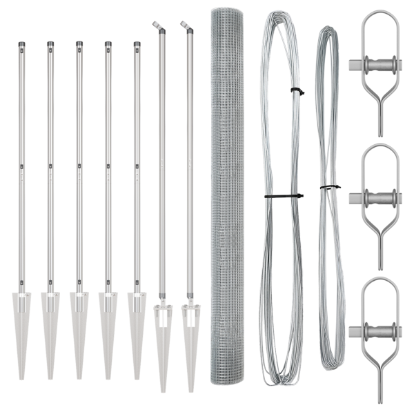 Juego de Poste de Cercas  Set de 2 Acero galvanizado 10 x 1.5 m M 4