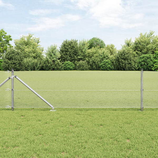 Juego de Postes de Cerca  Set de 2 Acero galvanizado 25 x 0.5 m D