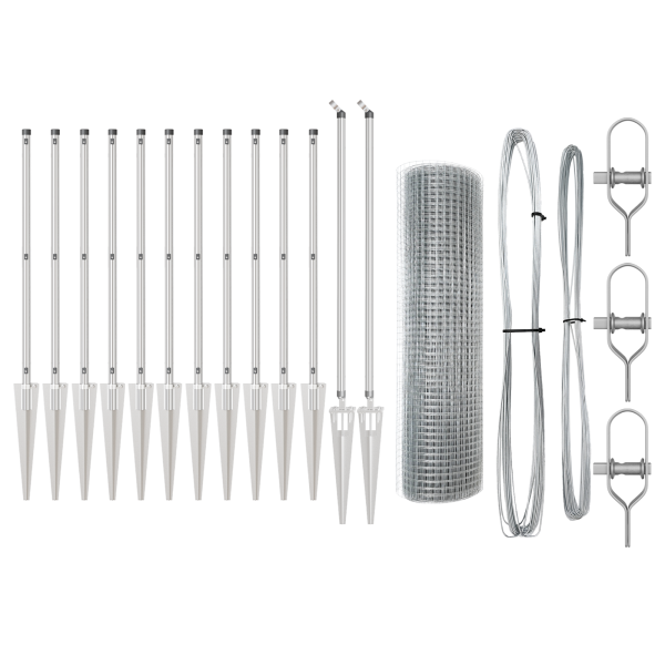 Set de Poste de Cerca  Set de 2 Acero Galvanizado 25 x 0.5 m M 5