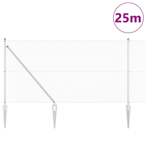 Cerca de Alambre Soldado  con 13 Postes de Punta 1.4x25 m Acero Galvanizado M 3