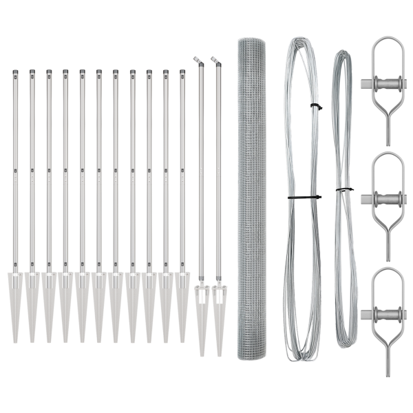 Cerca de Alambre Soldado  con 13 Postes con Punta 1.5x25 m de Acero Galvanizado M 4