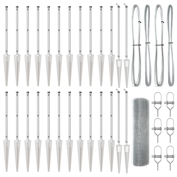 Cerca de Malla Soldada  con 13 Postes de Picos 0.5x50 m Acero Galvanizado M 5