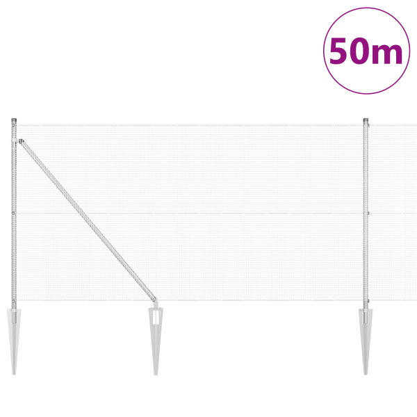 Cerca de Arame Soldado com 13 Postes de Espeto 1x50 m Aço Galvanizado M 3