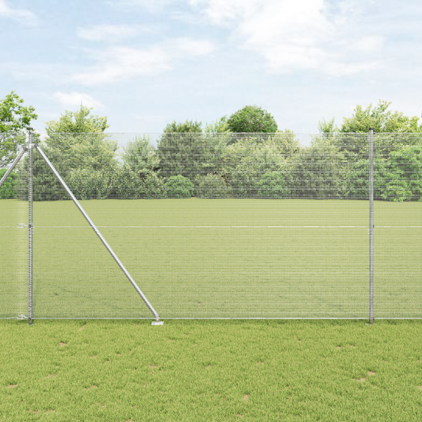 Cerca de alambre soldado con 13 postes de pica 1.5x50 m Acero galvanizado D