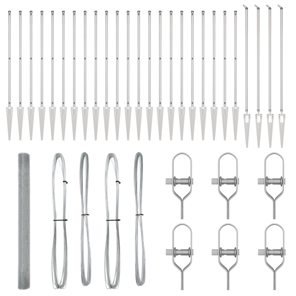 Cerca de Alambre Soldado  con 13 Postes de Espiga 1.5x50 m Acero Galvanizado M 4