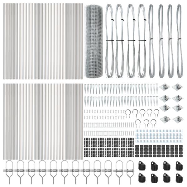Cerca de Alambre Soldado  con 13 Postes de Espiga 1x100 m de Acero Galvanizado M 5