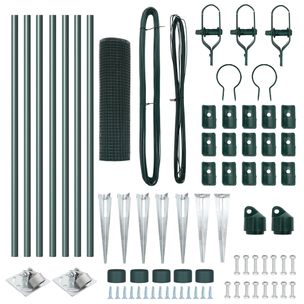 Conjunto de Poste de Cerca Conjunto de 2 Verde Metal 10 x 0.5 m M 5