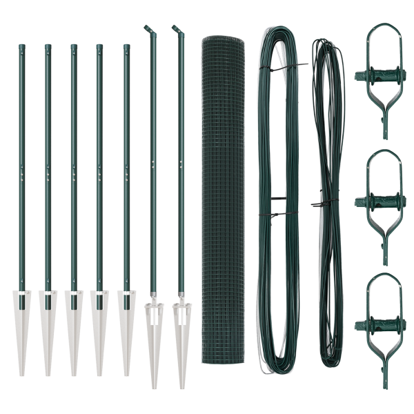 Set de Poste de Cerca  Set de 2 Verde Metal cubierto de PVC M 4