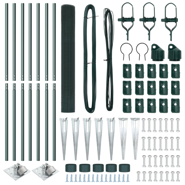 Set de Poste de Cerca  Set de 2 Verde Metal cubierto de PVC M 5