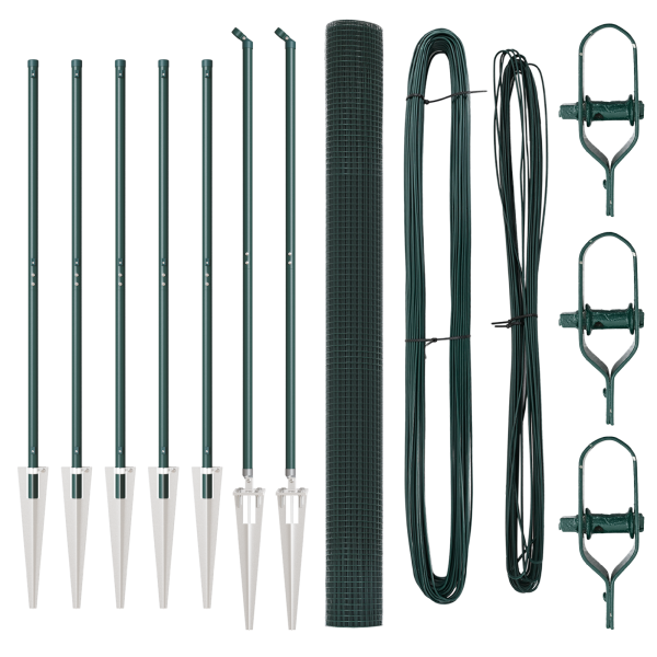 Cerca de Arame Soldado com 7 Postes de Ponta Verde 1.6x10 m Aço M 2