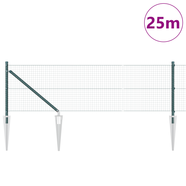 Valla de Alambre Soldado  con 13 Poste de Pica Verde 0.4x25 m Acero M 3