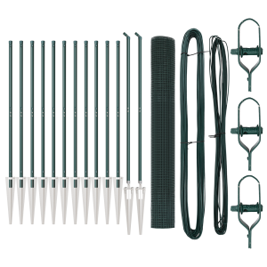 Juego de Postes de Cerca  Set de 2 Verde Metal 25 x 1 m Duradero H