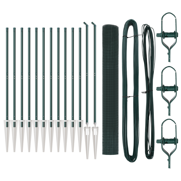 Juego de Postes de Cerca  Set de 2 Verde Metal 25 x 1 m Duradero M 2