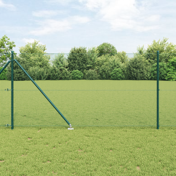 Juego de Postes de Cerca Set de 2 Verde Metal y PVC 25 x 1 m D