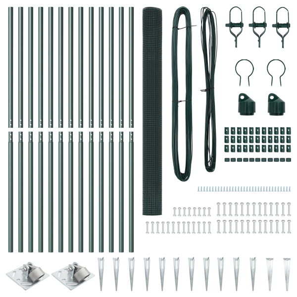 Conjunto de Poste de Cerca de PVC Conjunto de 2 Verde PVC M 4