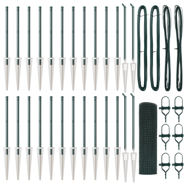 Cerca de Alambre Soldado  con 13 Postes Spike Verde 0.8x50 m Acero M 2