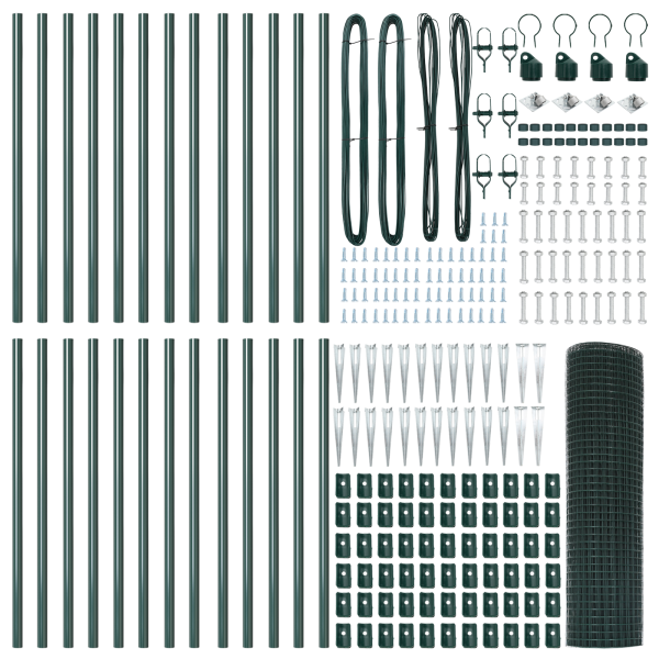 Cerca de Alambre Soldado  con 13 Postes Spike Verde 0.8x50 m Acero M 4