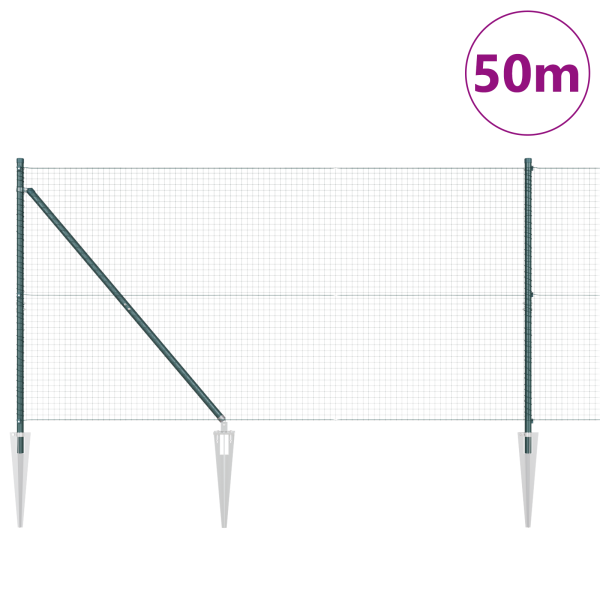 Cerca de Arame Soldado com 13 Postes de Espeto Verde 1.2x50 m de Aço M 3