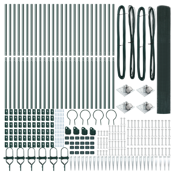 Cerca de Fio Soldado com 13 Postes de Espeto Verde 1.4x50 m Aço M 4