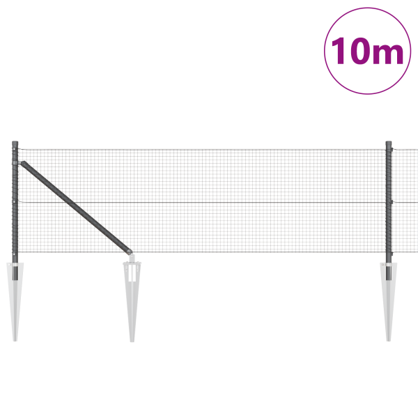 Juego de Poste de Cerca Juego de 2 Gris Metal 10 x 0.5 m M 3