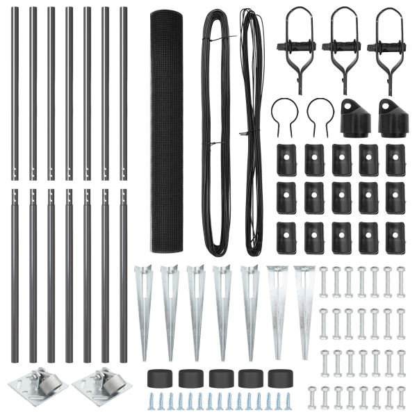 Cerca de Fio Soldado com 7 Postes de Estaca Cinza 1.4x10 m Aço M 4