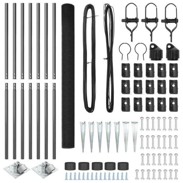 Conjunto de Poste de Cerca de Metal Conjunto de 2 Cinzento M 4