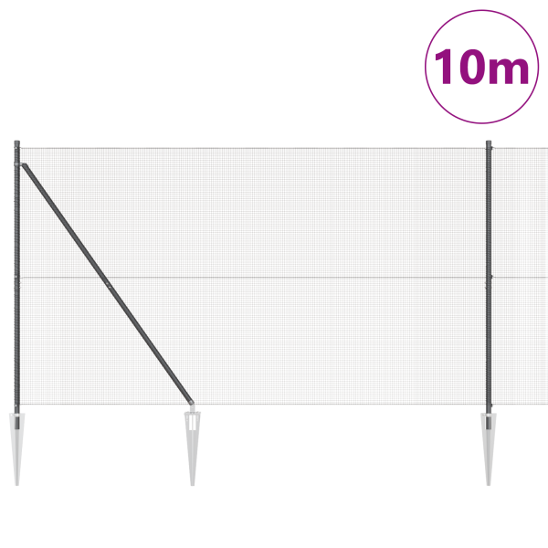 Cerca de Alambre Soldado  con 7 Postes de Picos Gris 1.6x10 m Acero M 3
