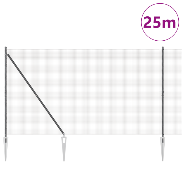 Valla de Alambre Soldado con 13 Postes de Punta Gris 1.5x25 m Acero M 3