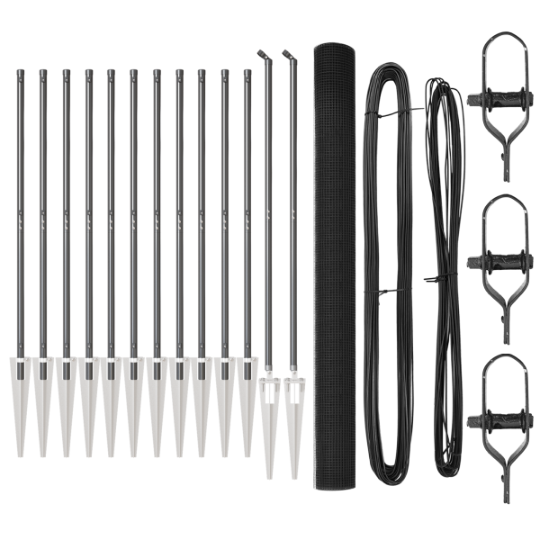 Conjunto de Postes de Cerca Conjunto de 2 Cinza Metal 25 x 1.5 m M 2