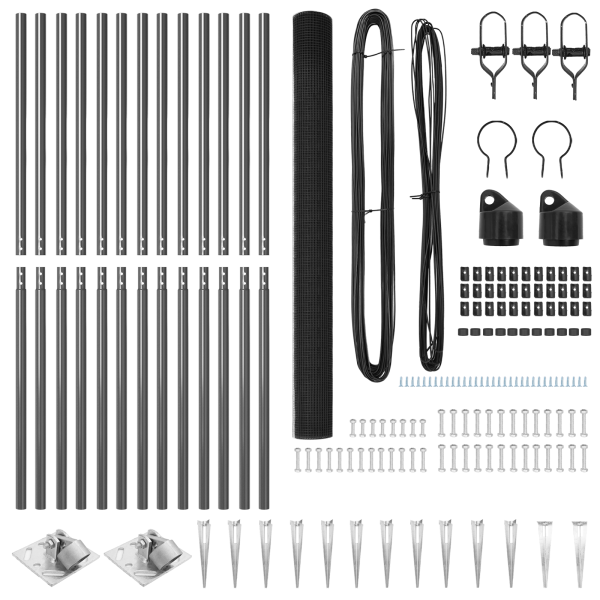 Juego de postes de cercas  Paquete de 2 Gris Metal 25 x 1.5 m M 4