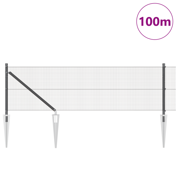 Cerca de Arame Soldado com 13 Postes Espigados Cinza 0.5x100 m Aço M 3