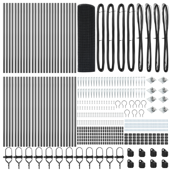 Cerca de Alambre Soldado  con 13 Postes con Picos Gris 1x100 m de Acero M 4