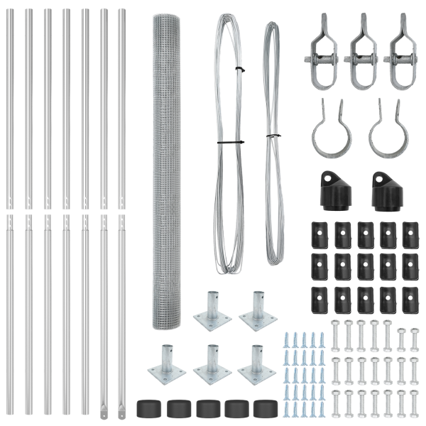 Cerca de Fio Soldado com 7 Postes Flangados 1.5x10 m Aço Galvanizado M 4