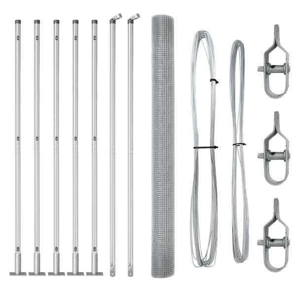 Cerca de Fio Soldado com 7 Postes Flangeados 1.6x10 m Aço Galvanizado M 2
