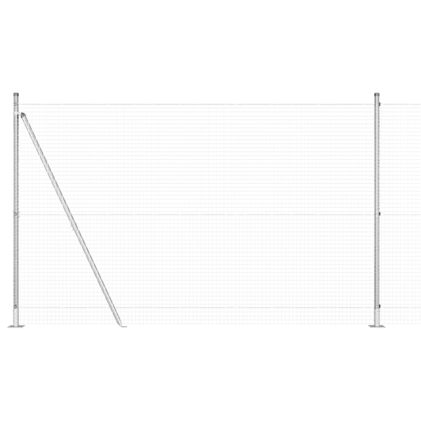 Valla de Alambre Soldado  con 7 Postes Flanged 1.6x10 m Acero Galvanizado M 2