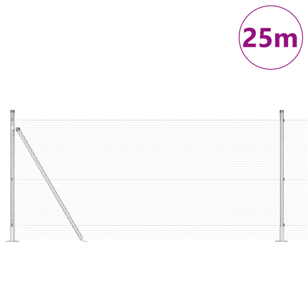 Cerca de Alambre Soldado  con 13 Postes Flangeados 0.8x25m Acero Galvanizado M 3