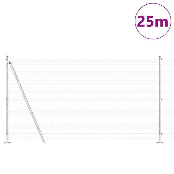 Cerca de Arame Soldado com 13 Postes Flangeados 1.2x25 m Aço Galvanizado M 3