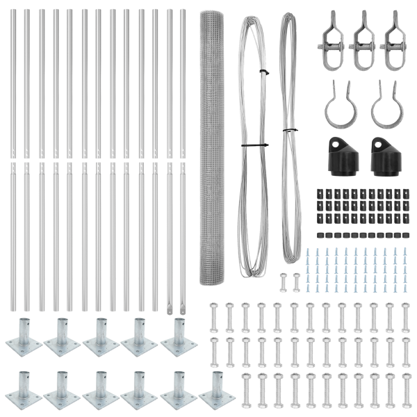 Cerca de Alambre Soldado  con 13 Postes Flangados 1.4x25 m Acero Galvanizado M 4