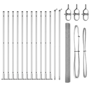 Cerca de alambre soldado  con 13 postes flangados 1.6x25 m Acero galvanizado H