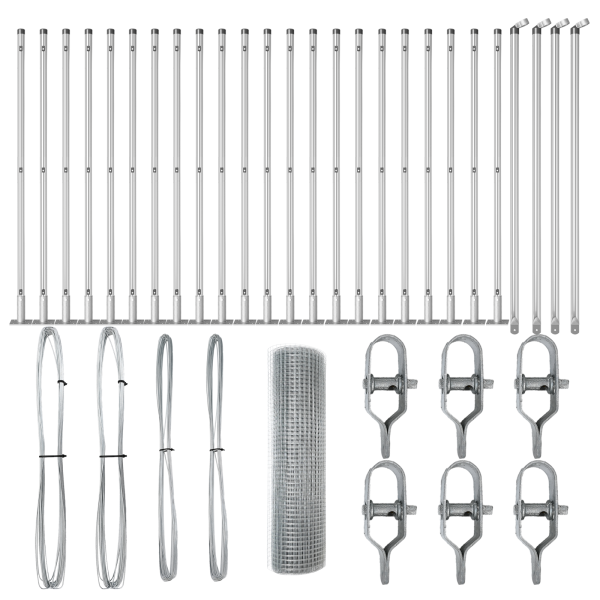 Cerca de Alambre Soldado con 13 Postes Flangados 0.4x50 m Acero Galvanizado M 2